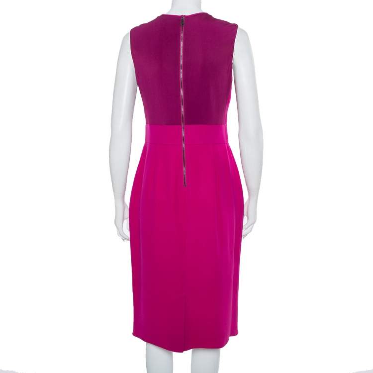 Pre Owned Burberry Purple Silk Draped neck Sleeveless Midi Dress M