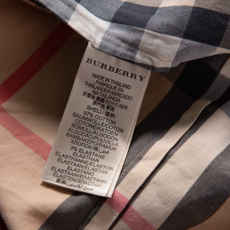 Pre Owned Burberry Brit Beige Nova Check Pattern Cotton Button Front Shirt XL