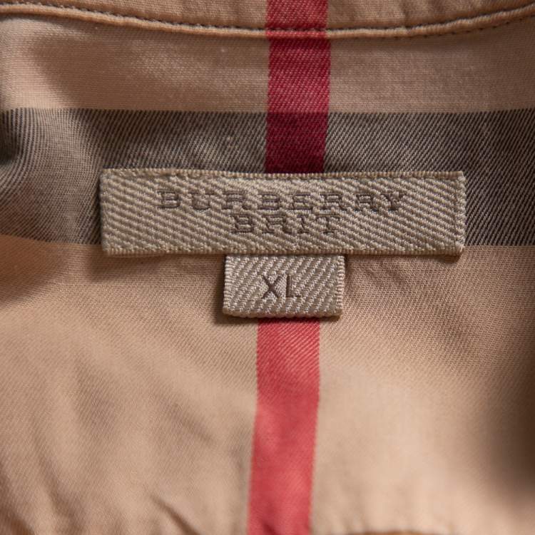 Pre Owned Burberry Brit Beige Nova Check Pattern Cotton Button Front Shirt XL