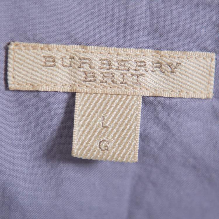Pre Owned Burberry Brit Blue Plaided Cotton Button Front Shirt L