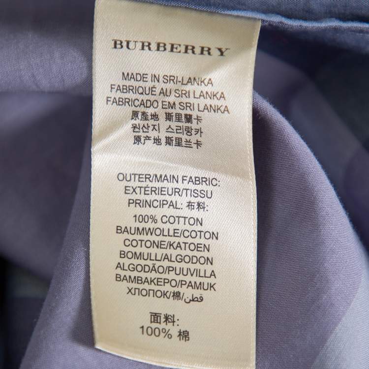 Pre Owned Burberry Brit Blue Plaided Cotton Button Front Shirt L