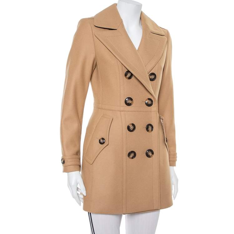 Burberry Brit Camel Brown Wool Double Breasted Coat S Burberry | TLC