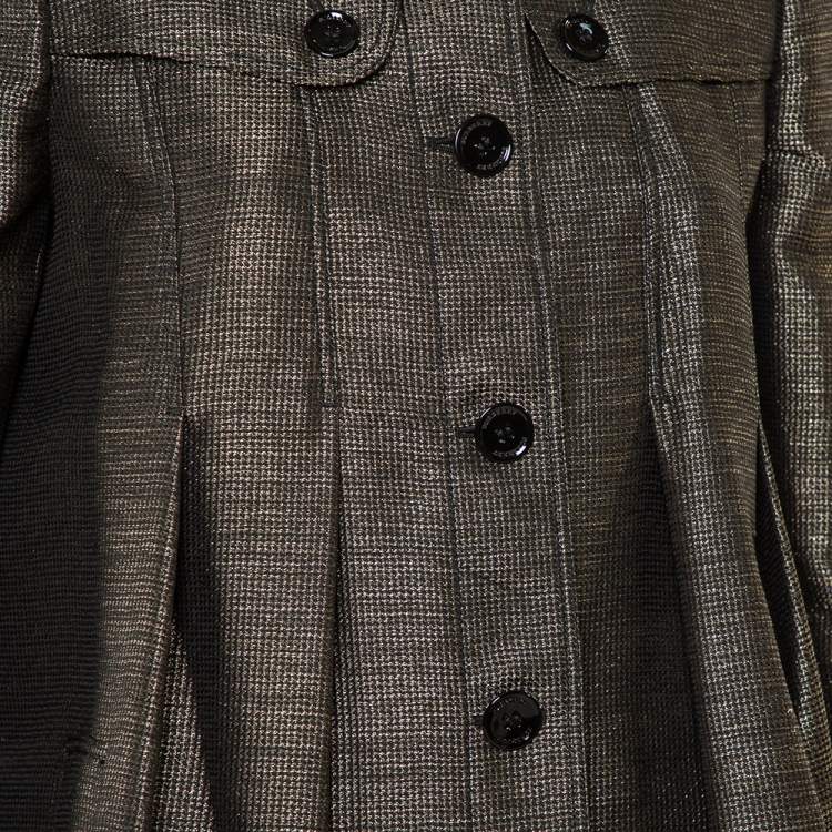 Pre Owned Burberry Metallic Tweed Button Front Knee Length Coat M