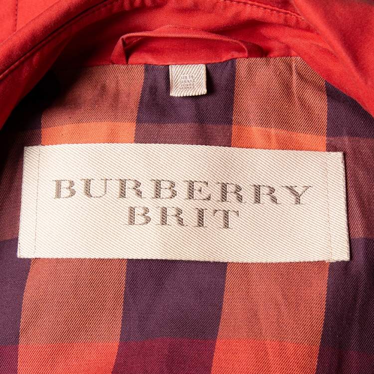 Pre Owned Burberry Brit Burnt Orange Cotton Double Breasted Trench Coat L