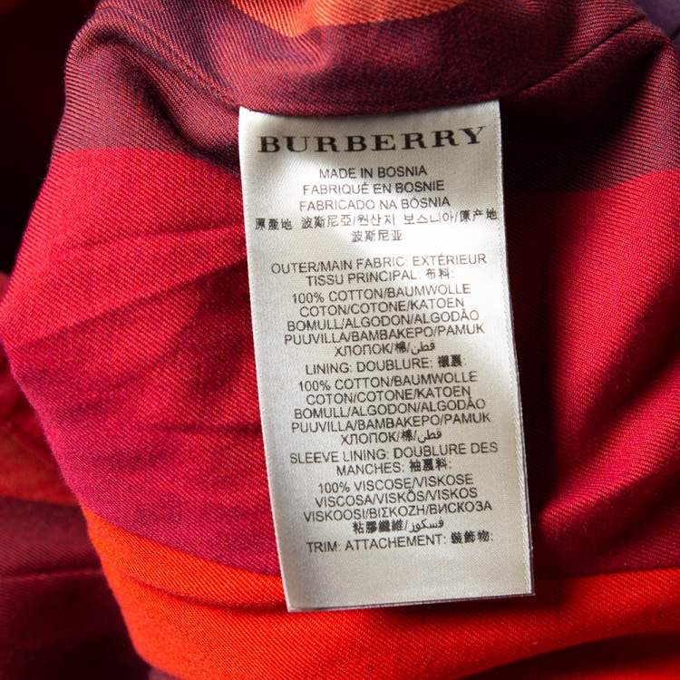 Pre Owned Burberry Brit Burnt Orange Cotton Double Breasted Trench Coat L