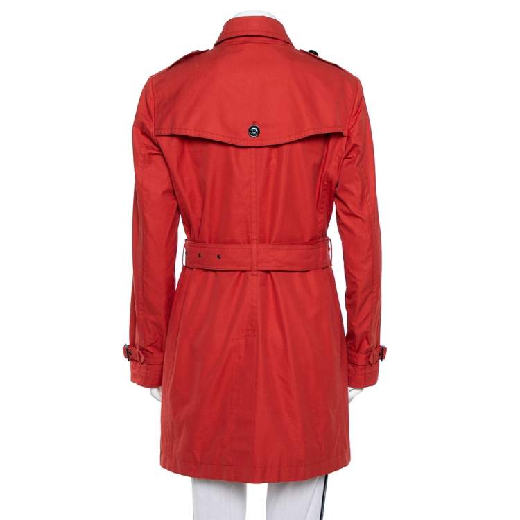 Pre Owned Burberry Brit Burnt Orange Cotton Double Breasted Trench Coat L