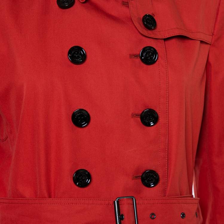 Pre Owned Burberry Brit Burnt Orange Cotton Double Breasted Trench Coat L