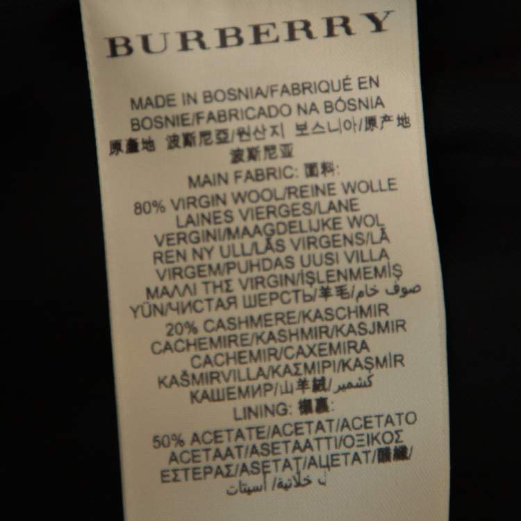 Pre Owned Burberry Black Wool & Cashmere Belted Double Breasted Coat S