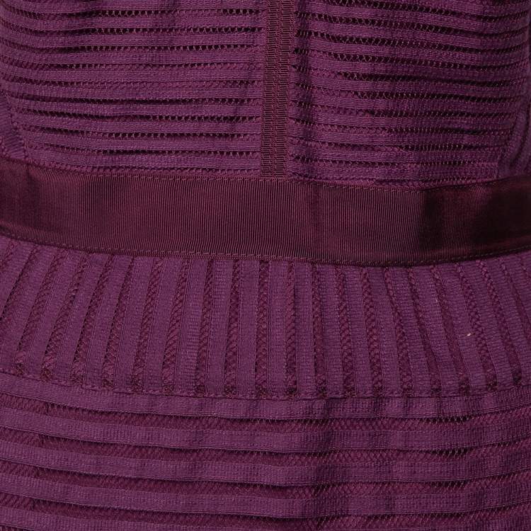 Pre Owned Burberry Purple Cotton Sleeveless Midi Dress L