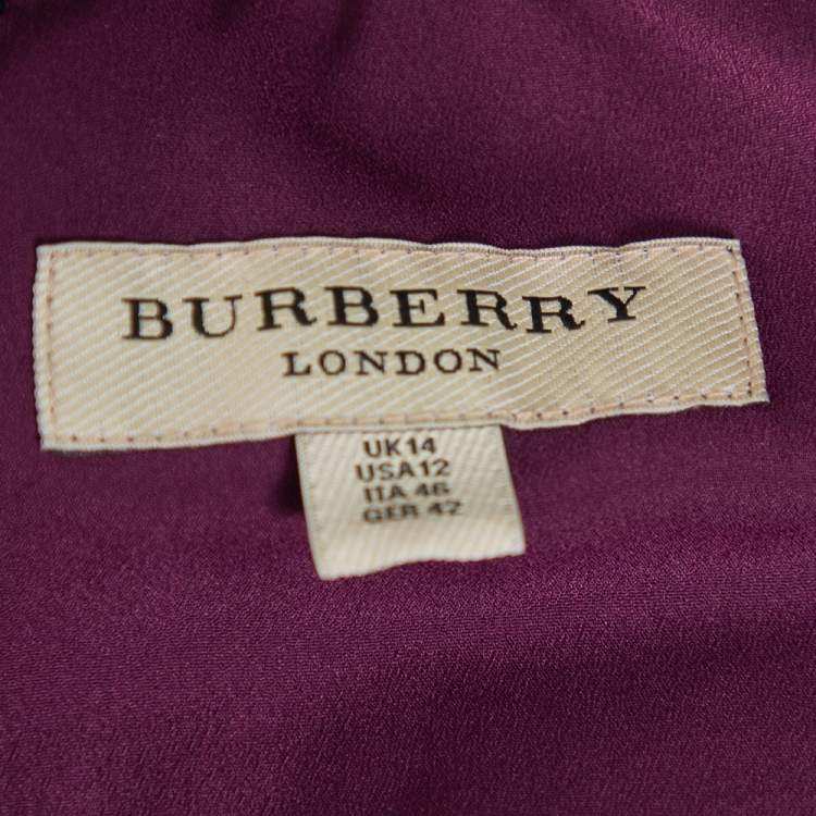 Pre Owned Burberry Purple Cotton Sleeveless Midi Dress L