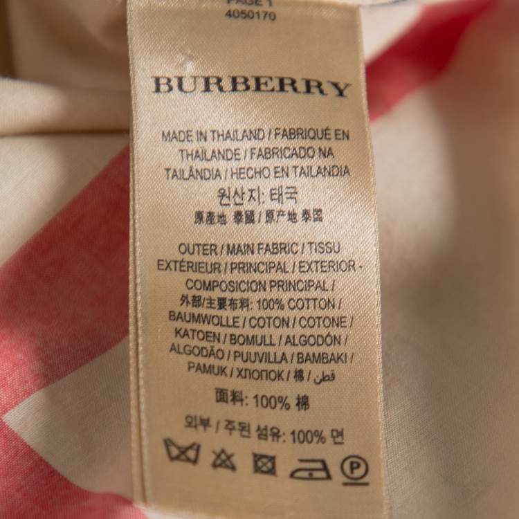 Pre Owned Burberry Beige Vintage Check Cotton Lace Detail Button Front Shirt L