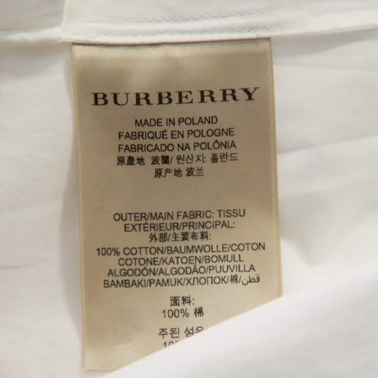Pre Owned Burberry White Cotton Collared Flared Mini Dress S