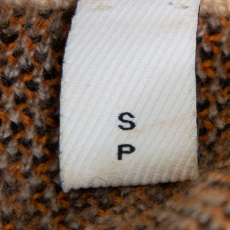 مملوكة مسبقًا Burberry Beige & Orange Logo Jacquard Wool Midi Skirt S