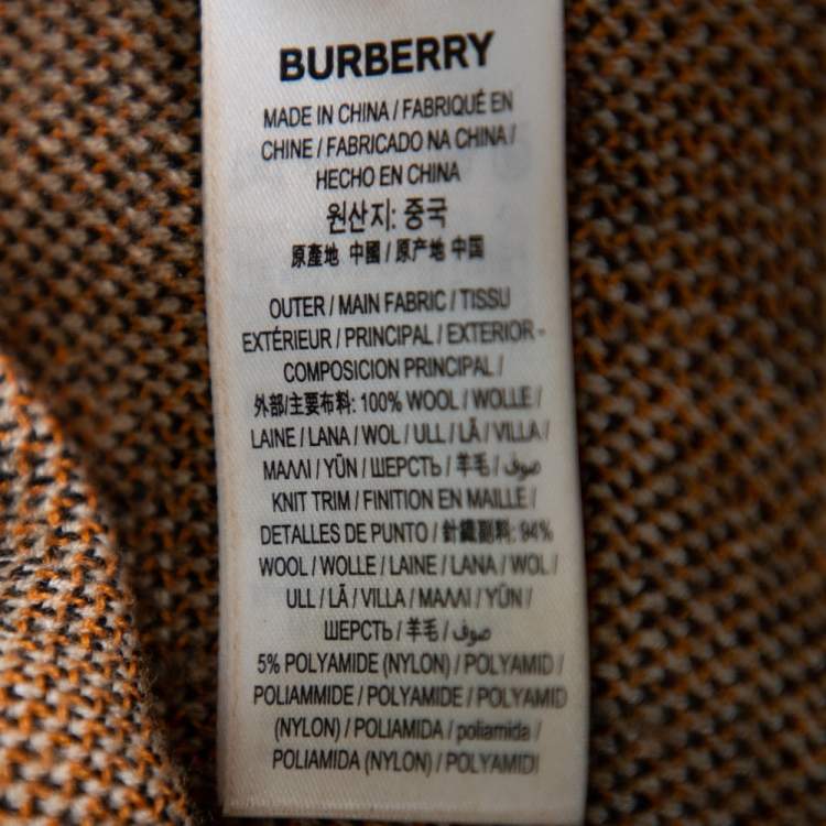 مملوكة مسبقًا Burberry Beige & Orange Logo Jacquard Wool Midi Skirt S