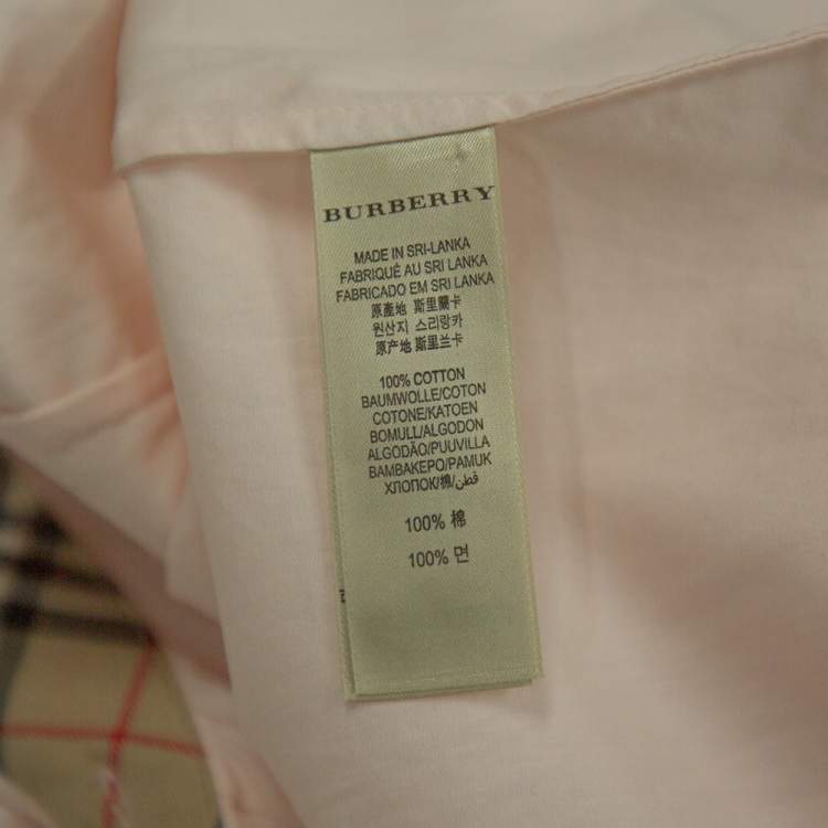 Pre Owned Burberry Brit Pink Cotton Nova Check Trim Detail Button Front Shirt M