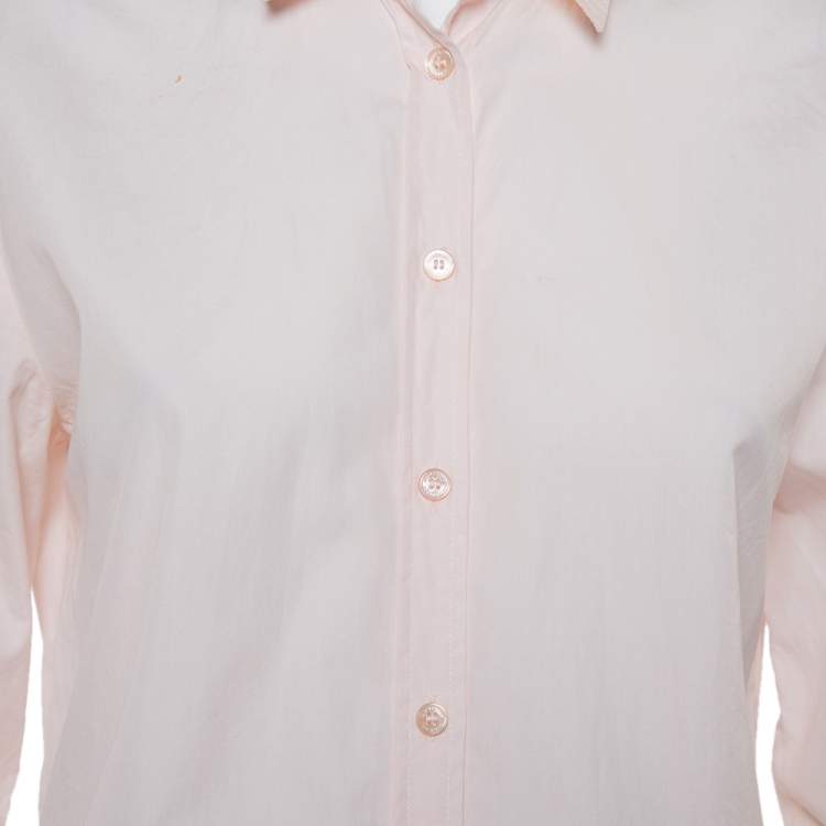Pre Owned Burberry Brit Pink Cotton Nova Check Trim Detail Button Front Shirt M