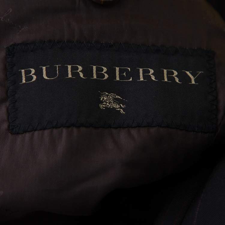 Pre Owned Burberry Brown Striped Wool Suit S