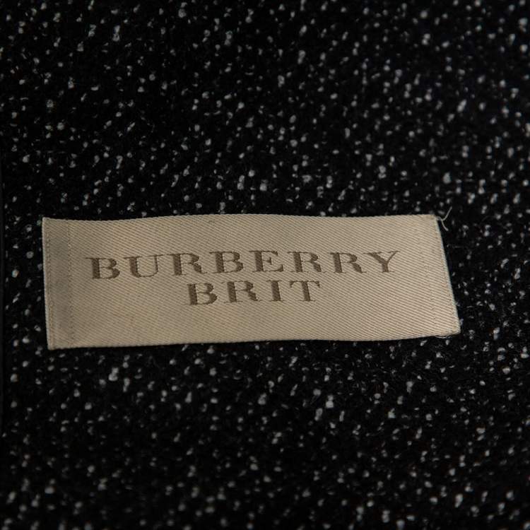 Pre Owned Burberry Brit Black Tweed Zip Front Double Breasted Coat S