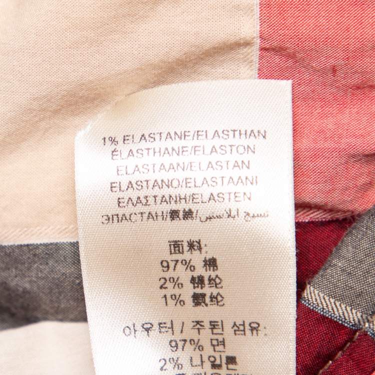 Pre Owned Burberry Brit Beige Nova Check Cotton Puff Sleeve Button Front Shirt XL