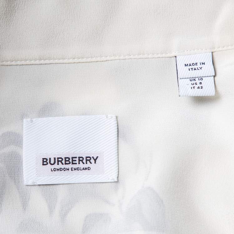 Pre Owned Burberry Cream Montage Printed Silk button Front Shirt M