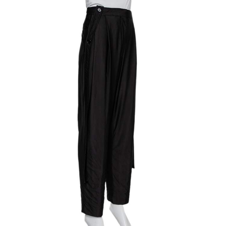 Pre Owned Burberry Black Jersey Strap Detail Tailored Trousers M