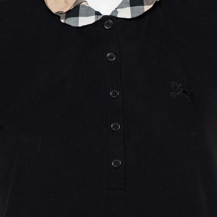 Pre Owned Burberry Brit Black Novacheck Collar Polo Shirt L