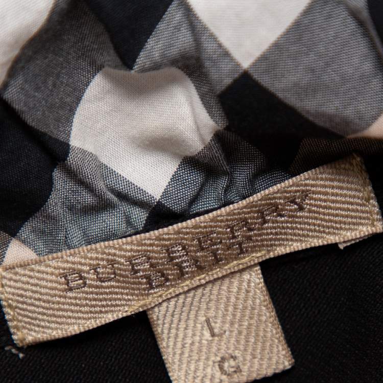 Pre Owned Burberry Brit Black Novacheck Collar Polo Shirt L