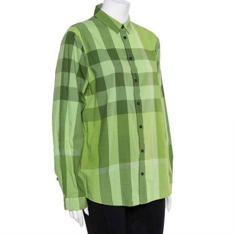 Burberry Brit Green Checkered Cotton Button Front Shirt XL Burberry | TLC