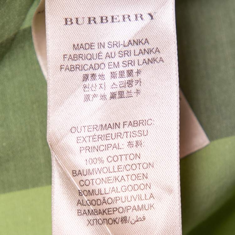 مملوكة مسبقًا Burberry Brit Green Checkered Cotton Button Front Shirt XL