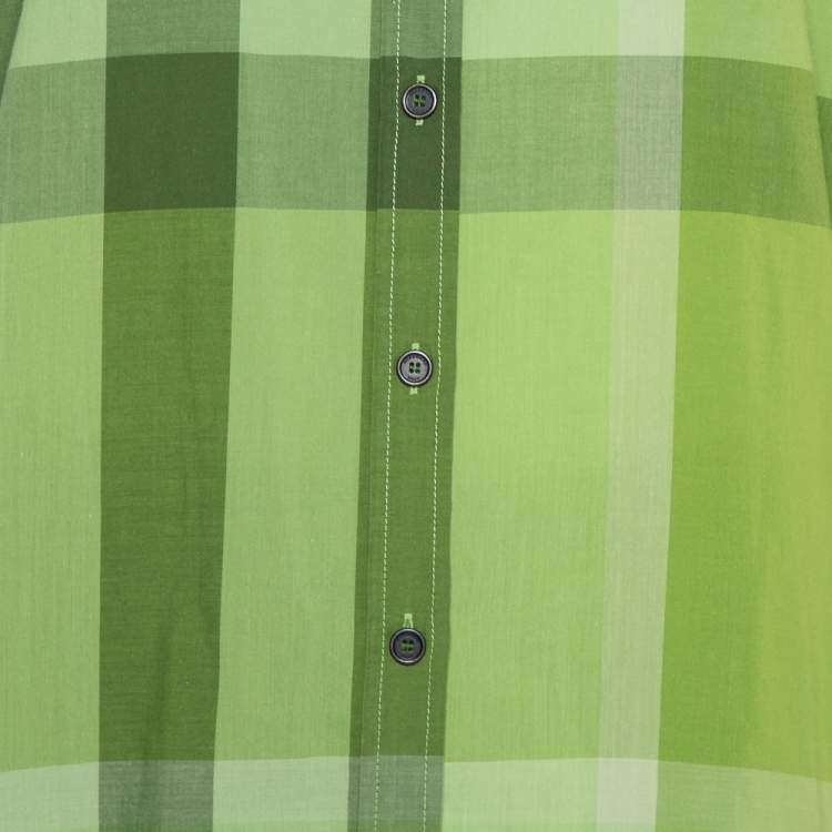 مملوكة مسبقًا Burberry Brit Green Checkered Cotton Button Front Shirt XL