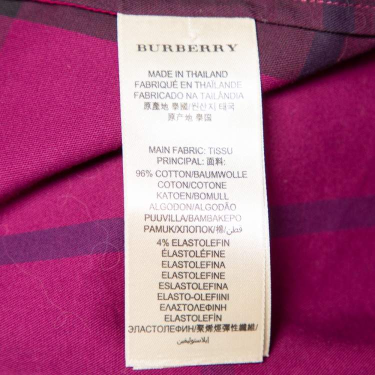 Pre Owned Burberry Brit Purple Checkered Cotton Button Front Shirt XL