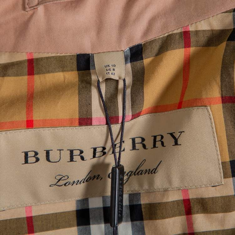 Pre Owned Burberry Pink Cotton Belted Double Breasted Aldeby Trench Coat M