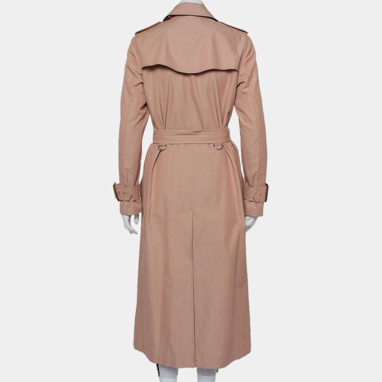 Pre Owned Burberry Pink Cotton Belted Double Breasted Aldeby Trench Coat M