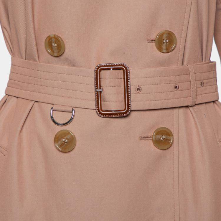 Pre Owned Burberry Pink Cotton Belted Double Breasted Aldeby Trench Coat M