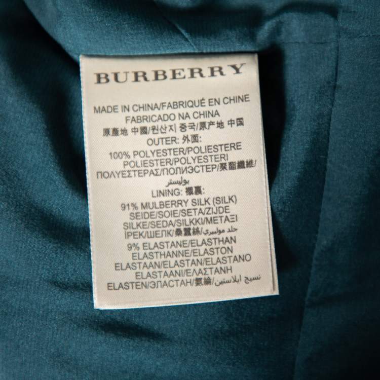 Pre Owned Burberry Dark Green Chiffon Plisse Detail Sleeveless Sheath Dress L