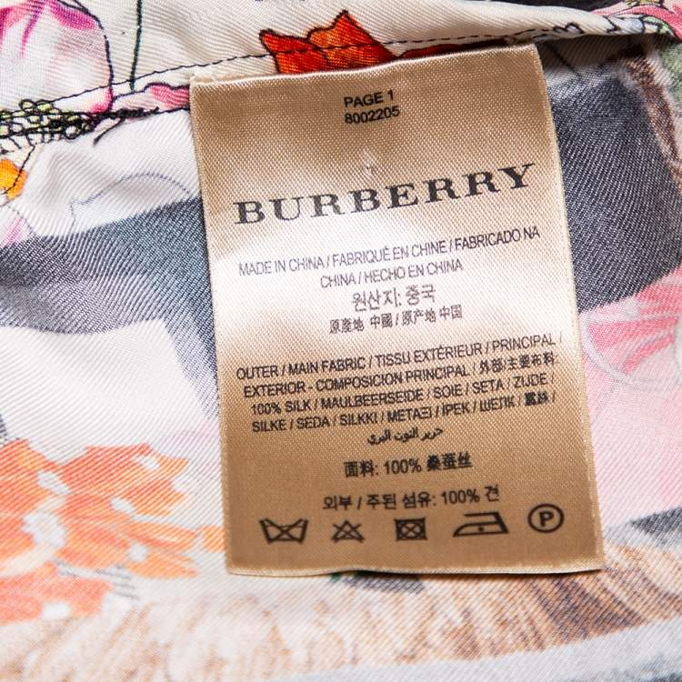 Pre Owned Burberry Multicolor Floral Printed Silk Belted Sacha Shirt Dress S