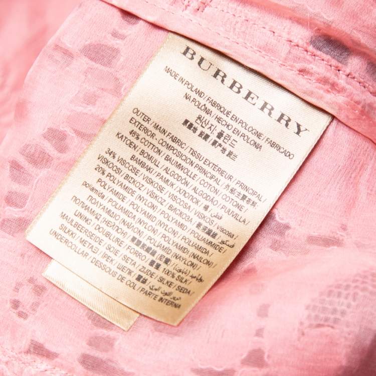 Pre Owned Burberry Pink Lace Ruffled Double Breasted Stanhill Trench Coat M