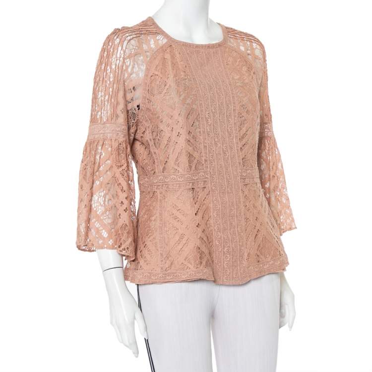 Burberry Light Pink Lace Panelled Top M Burberry | TLC