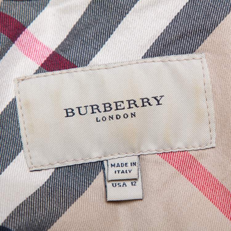 Pre Owned Burberry Vintage Beige Cotton Zip Front Jacket L