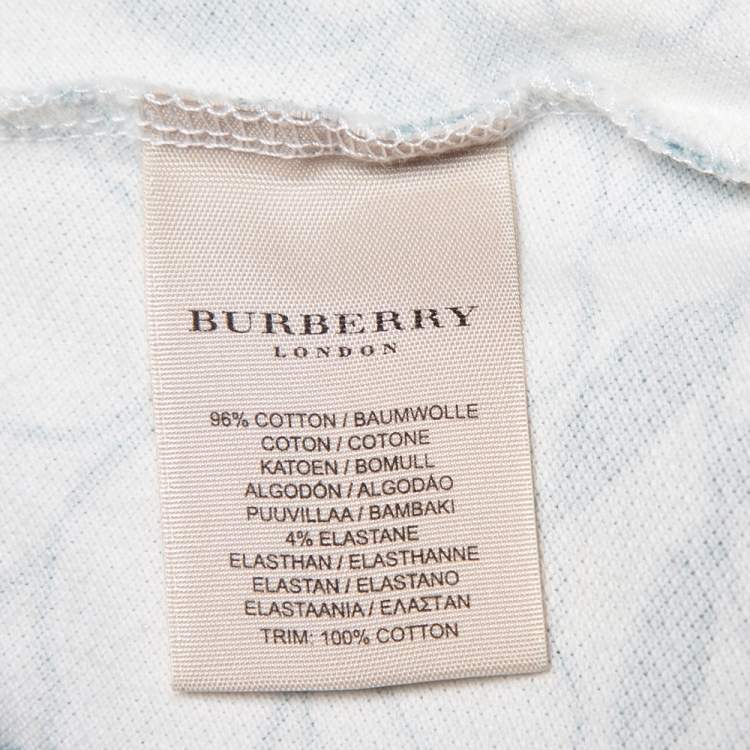 Pre Owned Burberry White Floral Printed Cotton Pique Sleeveless Polo T-Shirt L