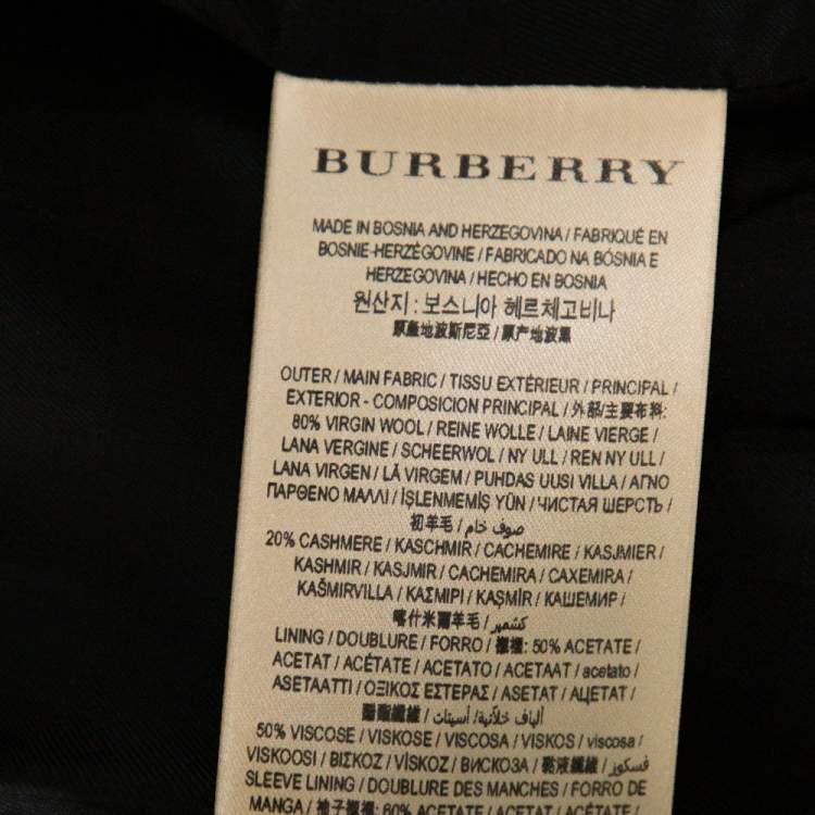 Pre Owned Burberry Black Wool & Fur Lined Double Breasted Long Jacket M