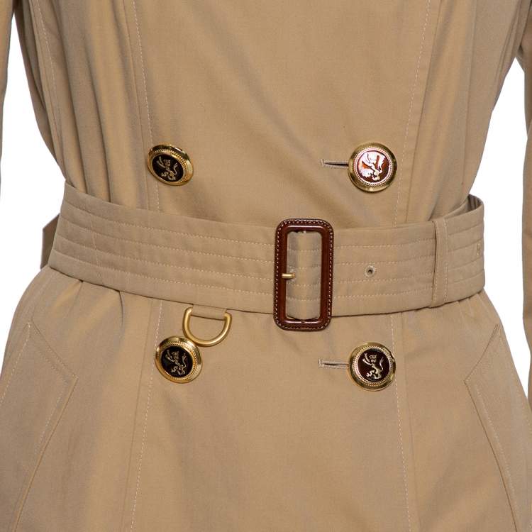 مملوكة مسبقًا Burberry Beige Cotton Belted Double Breasted The Chelsea Trench Coat M