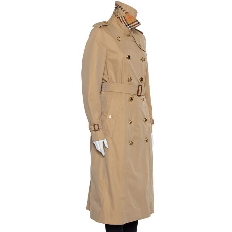 مملوكة مسبقًا Burberry Beige Cotton Belted Double Breasted The Chelsea Trench Coat M