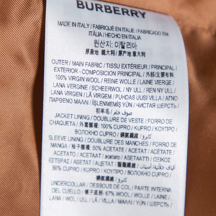 Pre Owned Burberry Brown Wool Contrast Collar Trim Button Front Jacket S