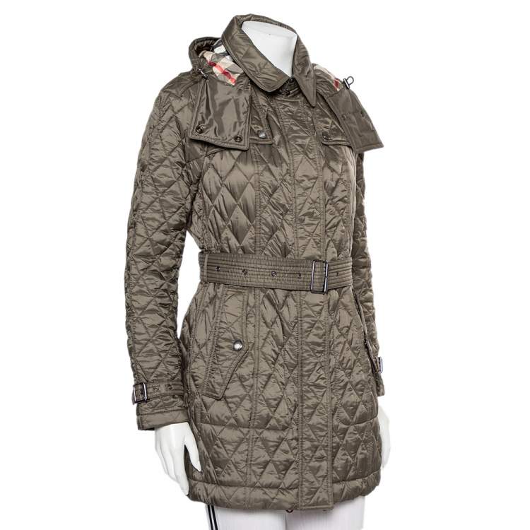 Burberry Brit Military Green Quilted Synthetic Finsbridge Jacket M Burberry  | TLC