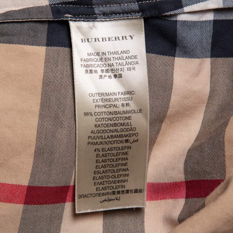 Pre Owned Burberry Brit Beige Nova Checkered Cotton Button Front Shirt XL