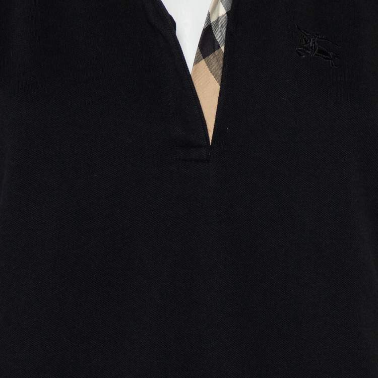 Pre Owned Burberry Brit Black Cotton Knit Polo T-Shirt L