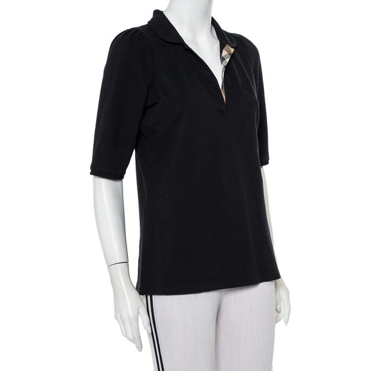 Pre Owned Burberry Brit Black Cotton Knit Polo T-Shirt L