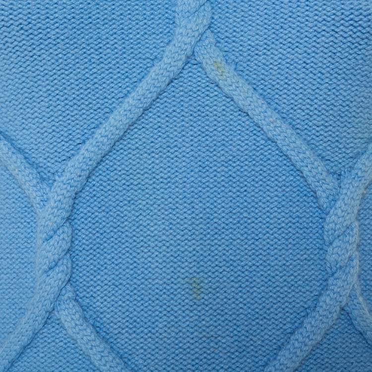 Pre Owned Burberry Blue Wool & Cashmere Ruffle Detail Sweater XS  