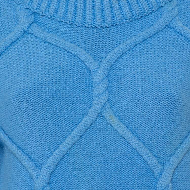 Pre Owned Burberry Blue Wool & Cashmere Ruffle Detail Sweater XS  